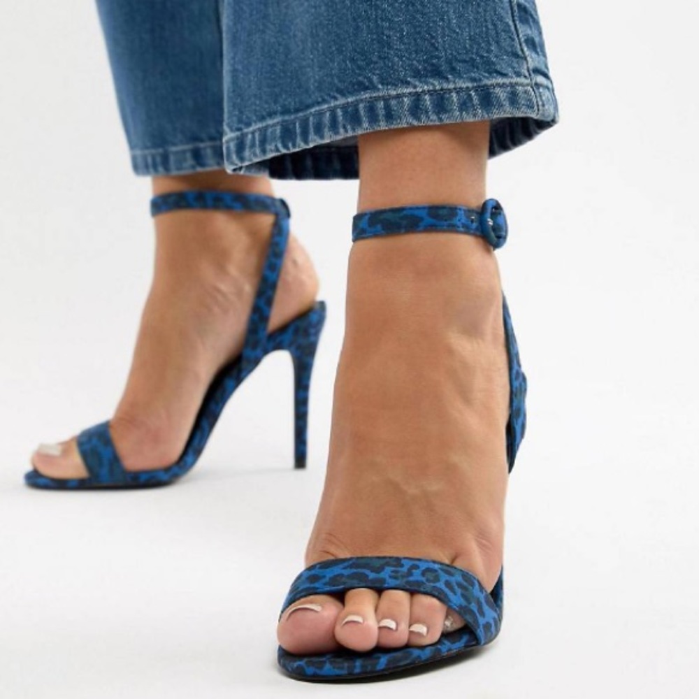 Blue Leopard Print Heeled Sandal
